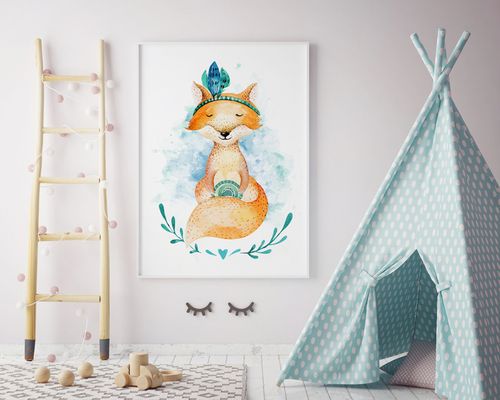 Plakat lisek lis akwarela 40x50 cm na Arena.pl