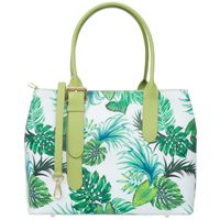 VERA PELLE torebka damska skórzana klasyczna z paskiem V583 z liśćmi