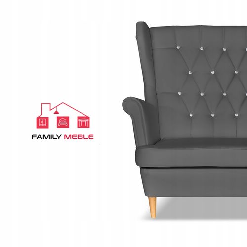 Zestaw uszak Gaja ekoskóra skaj sofa fotele pufy szary na Arena.pl