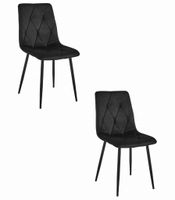 Krzesło tapicerowane czarne LIBRA welur nogi czarne 2 szt. loft
