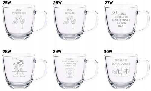 2 Duże Szklane Kubki Grawer LOGO 420ml Prezent dla pary Walentynki WZORY na Arena.pl