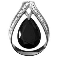 SREBRNY WISIOREK Z BARDZO DUŻĄ CZARNĄ CYRKONIĄ I DROBNYMI BIAŁYMI CYRKONIAMI SREBRO PRÓBY 925