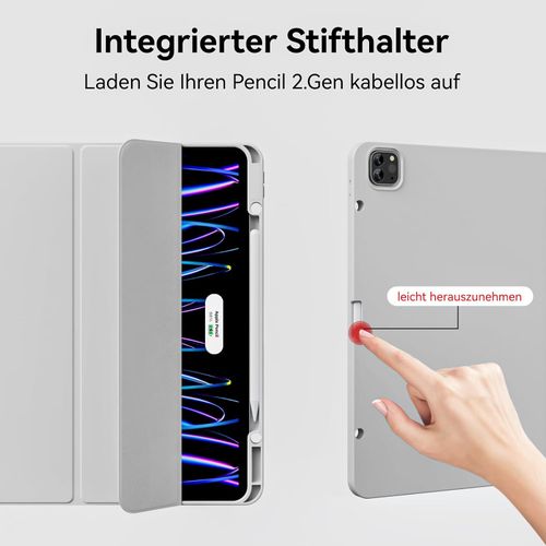Etui do iPad Air 13 M2 Pro 12,9 z Uchwytem na Rysik Szare TPU Ochronne na Arena.pl