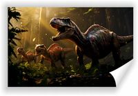 Fototapeta PREMIUM STRUKTURA ZMYWALANA POD WYMIAR DINOZAUR W DŻUNGLI