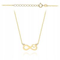 ZŁOTY ŁAŃCUSZEK NASZYJNIK 585 NIESKOŃCZONOŚĆ SERCE CELEBRYTKA GRAWER