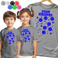 KOSZULKA DZIECIĘCA TSHIRT - NA DZIEŃ KROPKI NIEBIESKIA KROPKA - 146 L