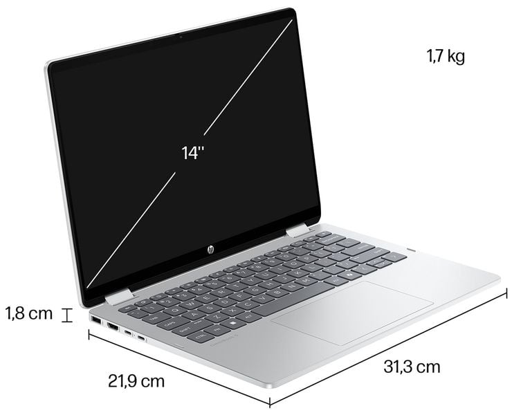 Dotykowy 2w1 HP OmniBook 5 Flip 14 2K IPS Intel Core 7 150U 10-rdzeni 16GB LPDDR5 1TB SSD NVMe Windows 11 Active Pen zdjęcie 15