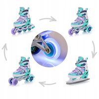 Rolki regulowane 4w1 LED Łyżwy Wrotki Rolko-Wrotki Meteor rozmiar M