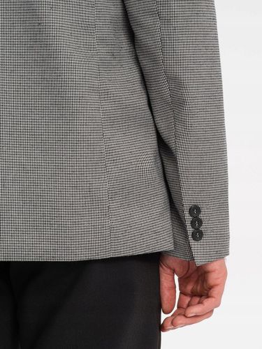 Marynarka męska casual w delikatną kratkę szara V2 OM-BLZB-0116 XL na Arena.pl