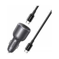 UGREEN Ładowarka Samochodowa Mocna USB + 2x USB-C 130W + kabel USB-C 1m 5A