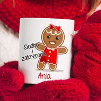 Świąteczny kubek z imieniem - Pierniczek - dla Niej