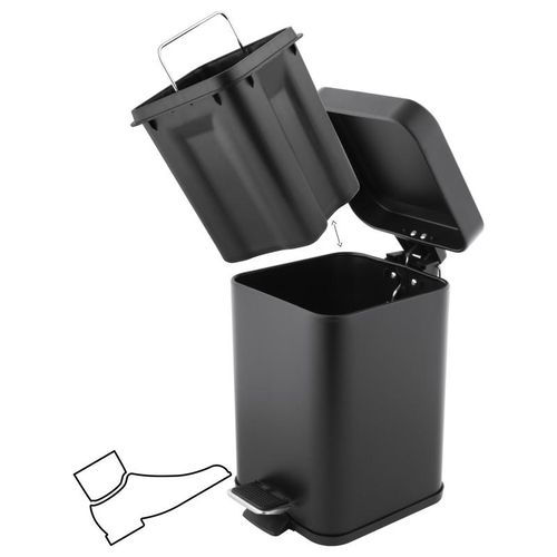 Zestaw łazienkowy stojak z uchwytem  na papier kosz na śmieci 3L czarny mat na Arena.pl