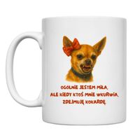 KUBEK "OGÓLNIE JESTEM MIŁA, ALE JAK KTOŚ MNIE WKURWI, ZDEJMUJĘ KOKARDĘ" Wzór - Klasyczny 330 ml