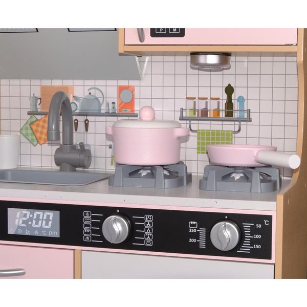 KUCHNIA DREWNIANA DLA DZIECI PODŚWIETLANE PALNIKI LAMPKA LED 87x30x83,5CM WOODEN zdjęcie 8