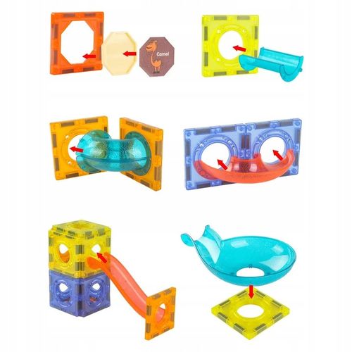 Świecące KLOCKI MAGNETYCZNE świecący tor kulkowy ZESTAW XL kulodrom 75 el. na Arena.pl