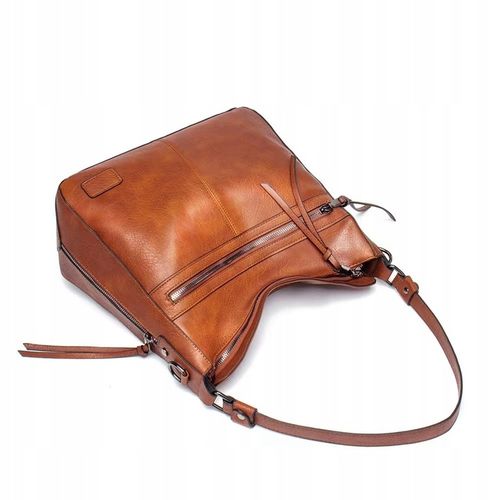 Torebka BRĄZOWA Pojemna Damska Eko Skóra na Zamek A4 Duża TORBA na Arena.pl