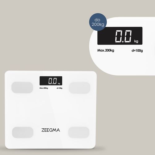 Waga łazienkowa analityczna SMART BIAŁA 17w1 iOS Android BMI do 200 kg na Arena.pl