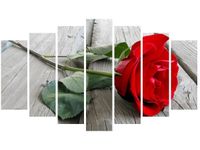 80CM 140CM OBRAZ 7 ELEM RÓŻA DESKACH ŚCIENNY