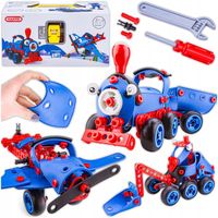 Klocki Konstrukcyjne dla Dzieci w Kuferku Elastyczne Pojazdy 142 el. 6w1