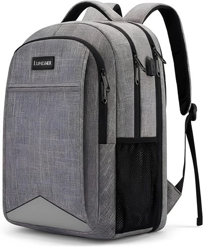 Plecak podróżny na laptopa Lumesner z portem ładowania USB szary na Arena.pl