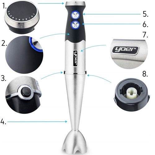 8w1 Blender ręczny Wielofunkcyjny Yoer +Tytanowe ostrza 1500W +14 ELEMENTÓW na Arena.pl