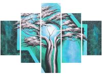 70 100CM OBRAZ 5 ELEM DRZEWO O PÓŁNOCY DRUK PŁÓTNO