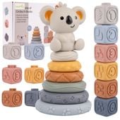 Klocki Sensoryczne Gumowe Miękkie Kreatywne Wieża Montessori Piramida 13 El