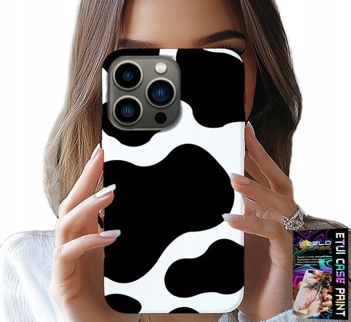 ETUI DO IPHONE 16 PRO - CZARNO - BIAŁE ŁATY KROWA, MODNE WZORY na Arena.pl