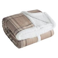 Koc świąteczny dwustronny 150x200 cm krata beżowy