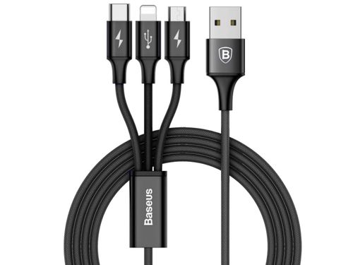 BASEUS KABEL 3w1 microUSB, USB-C, Lightning - 1,2m na Arena.pl