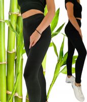 Leginsy DŁUGIE getry damskie CZARNY BAMBUSOWE *S*