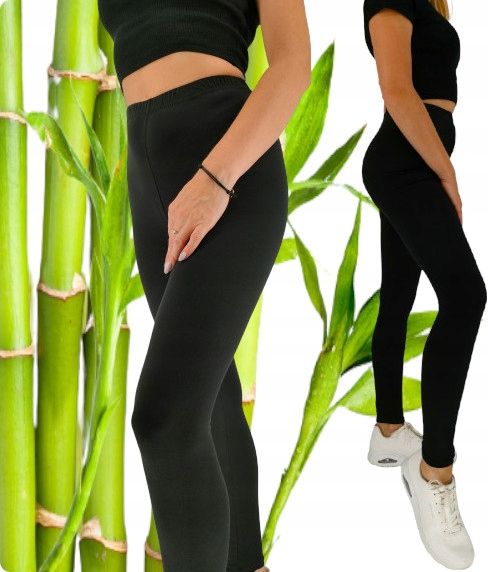 Leginsy DŁUGIE getry damskie CZARNY BAMBUSOWE *S* zdjęcie 1