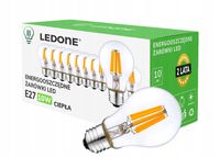 10x Żarówka LED filament E27 A60 10W biała CIEPŁA retro CLEAR Zestaw LEDOWY