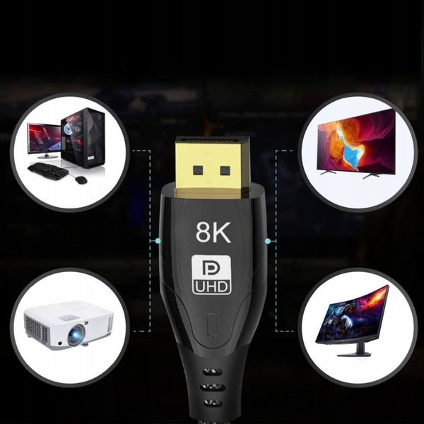 Kabel przewód DisplayPort 1.4 DP-DP 8K60Hz 4K 2m zdjęcie 7
