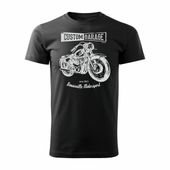 Koszulka motocyklowa z motocyklem na motor Cafe Racer męska czarna REGULAR S