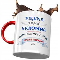 Kubek Czerwony Dla Sprzątaczki Piękna Mądra Kubek Z Nadrukiem Ze Zdjęciem