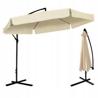PARASOL OGRODOWY DUŻY SKŁADANY Z WYSIĘGNIKIEM BEŻOWY 300 cm + POKROWIEC
