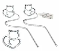 KOLCZYKI SREBRNE 925 DŁUGIE WISZĄCE NA SZTYFT PRZEWLEKANE KOTKI SREBRO 925