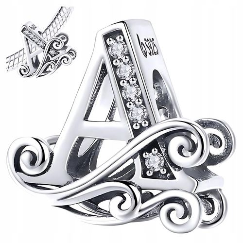 CHARMS LITERKA A srebro 925 srebrna litera koralik zawieszka charms pr S925 na Arena.pl