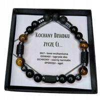 Bransoletka z kamieni naturalnych prezent na dzień dziadka turmalin lawa