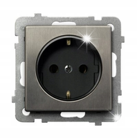 GNIAZDO POJEDYNCZE Z UZIEMIENIEM SCHUKO OSPEL SONATA GP-1RMS/m/37 STAL INOX