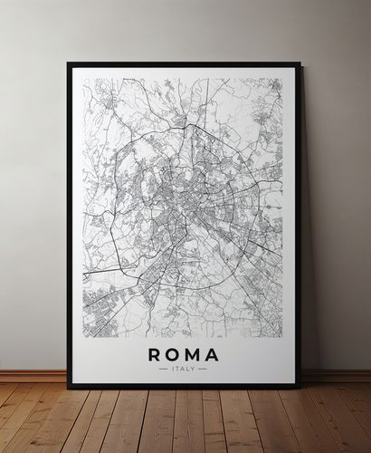 Plakat mapa Rzym plan miasta 50x70 cm w czarnej ramie na Arena.pl