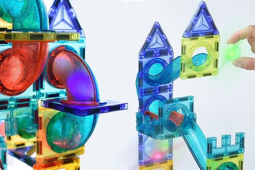 ZESTAW DLA DZIECKA KLOCKI MAGNETYCZNE TOR 75 ELEMENTÓW KONSTRUKCYJNE GRA na Arena.pl