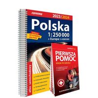 Polska atlas samochodowy 1:250 000 + instrukcja pierwszej pomocy Praca zbi…