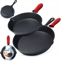 2X 2x Patelnia ŻELIWNA na gaz indukcję grill ognisko do piekarnika 20 25 cm