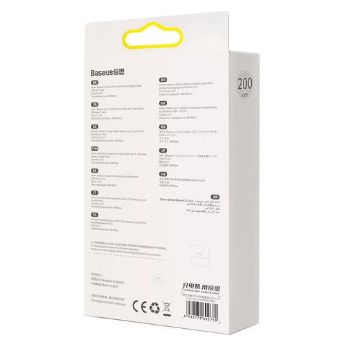 Kabel USB do Lightning Baseus Crystal Shine, 2.4A, 2m (czarny) na Arena.pl