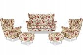Zestaw wypoczynkowy mebli uszak Ari Print sofa fotele pufy Family Meble