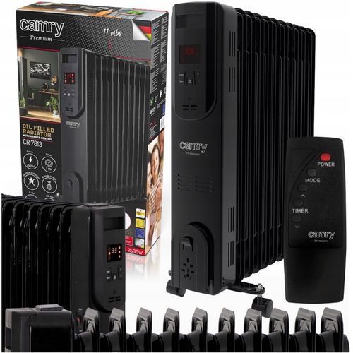 Grzejnik Olejowy LED z pilotem 11 żeberek Olejak 2500W Czarny Camry na Arena.pl