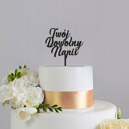 CZARNY TOPPER NA TORT DOWOLNY NAPIS URODZINY 30 40 18 dowolny tekst IMIĘ na Arena.pl