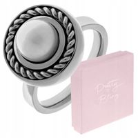 Pierścionek srebrny STAL 316L ozdobny BIAŁA PERŁA